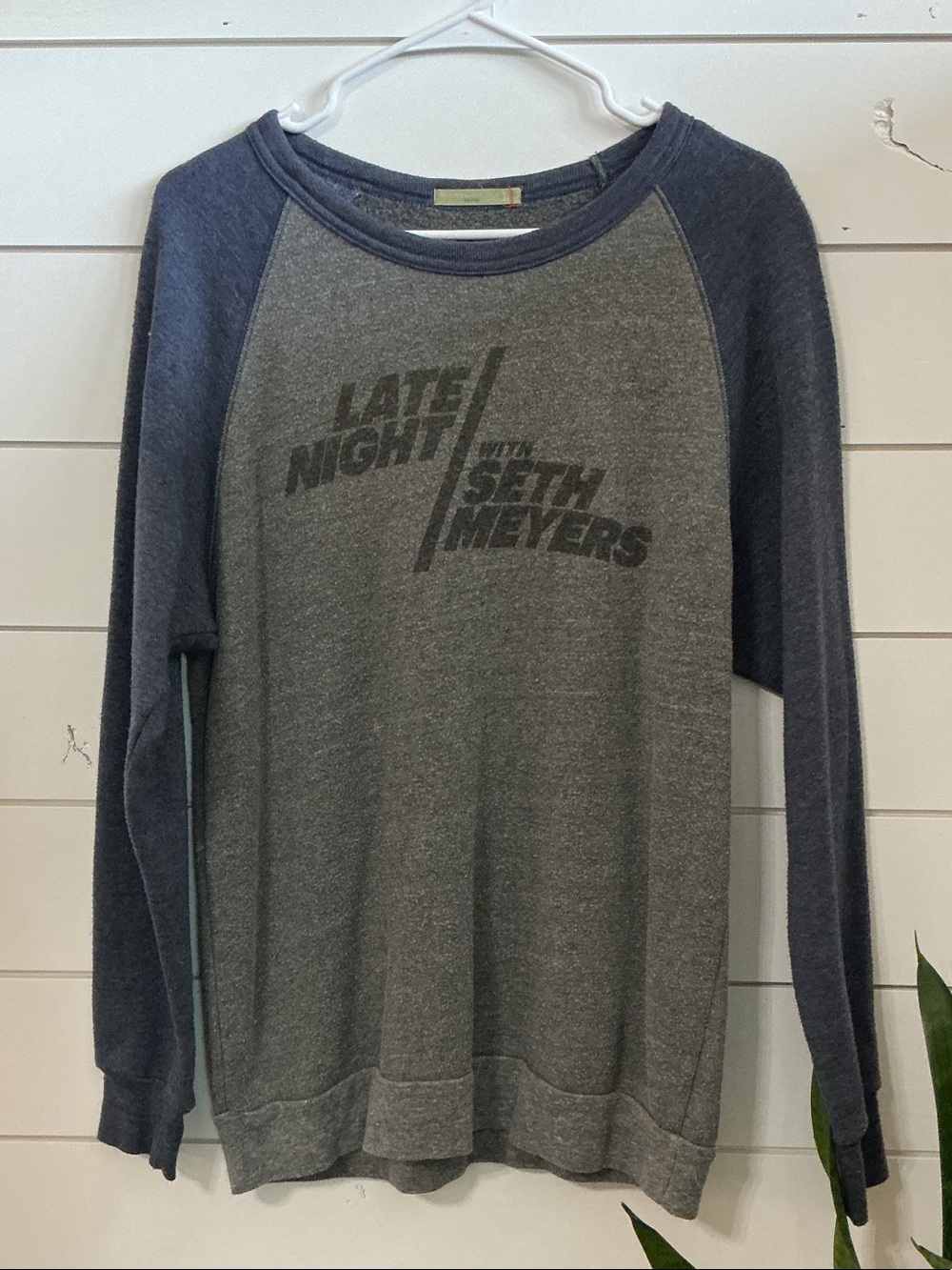 Alternative Unisex Gray & Navy Crewneck Sweatshirt - Late Night with Seth Meyers